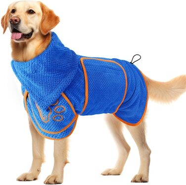 Рушник для собак SlowTon: суперпоглинаючий халат для висушування після купання, плавання, прогулянки. L, блакитний