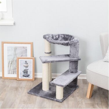 TRIXIE База Senior когтеточка для котів з гамаком і сходинками, ігровий комплекс, сірий, середній розмір