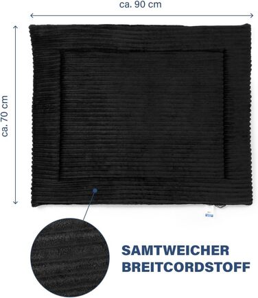 Килимок для собак середніх порід Wallace & Jones Cardi, 90x70 см, чорний, з м'якої тканини