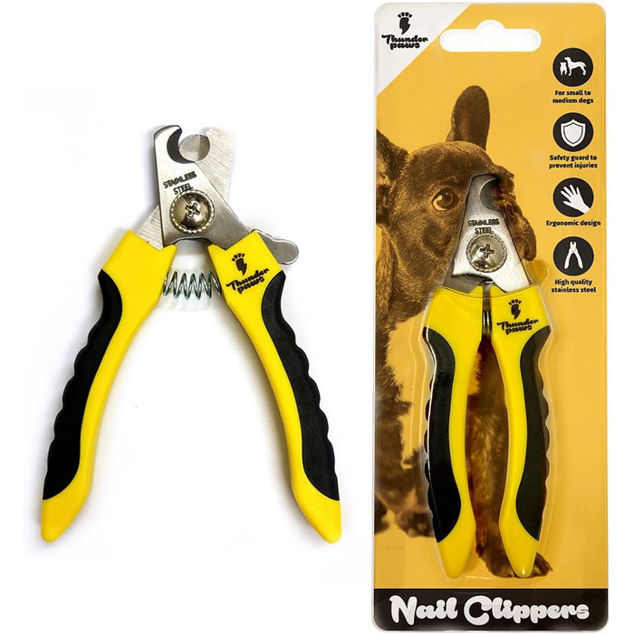 Професійна кусачка для обрізання кігтів собак Thunderpaws з захистом, блокуванням та пилочкою (середній-великий, зелений). Середній-великий, зелений (малий-середній, жовтий)