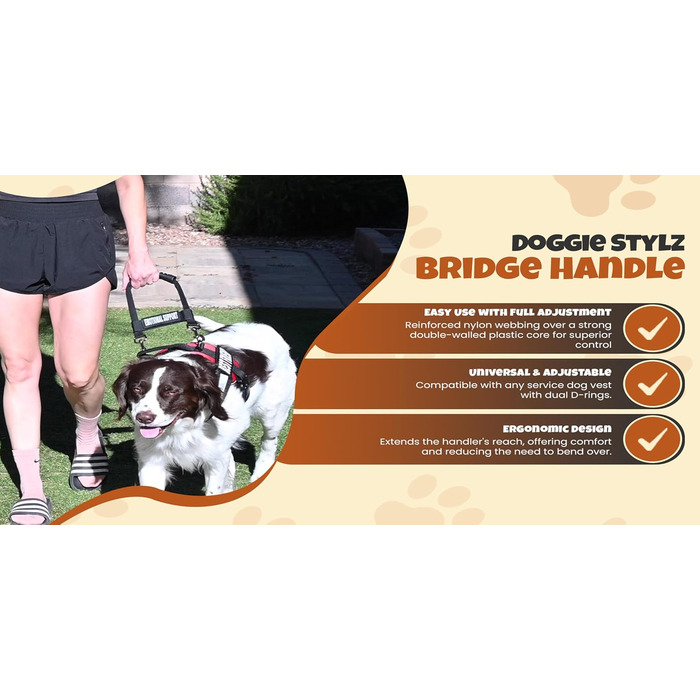 Ручка-поводок Doggie Stylz для службових собак, міцна шлейка-гід для дресирування та мобільності, аксесуар для собак, доступна в 3 розмірах, нашивки окремо