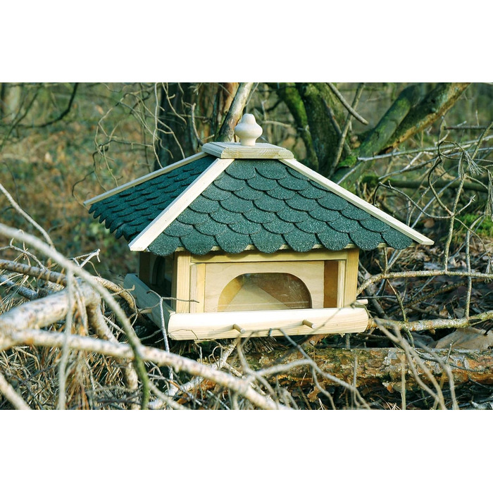 Велика дерев'яна годівниця для птахів XXL з 4 висувними лотками Luxus-Vogelhaus 98700e з сосни для саду та балкона
