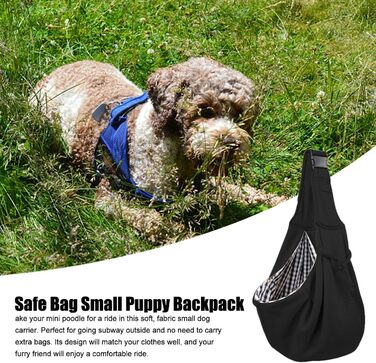 Чорна сумка-переноска для собак, безпечна та зручна для прогулянок - для маленьких порід, з регульованим ременем