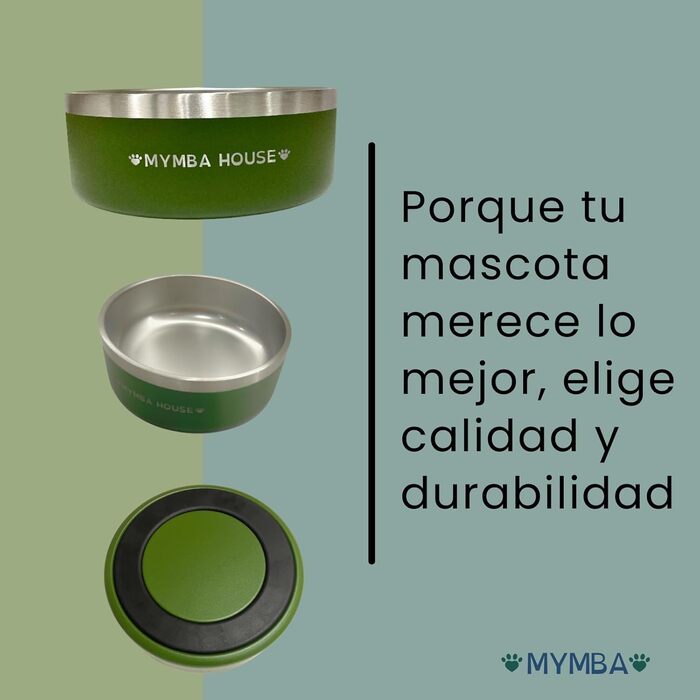 Нержавійна годівниця для котів та собак, антиковзаюча, легко миється, зелена