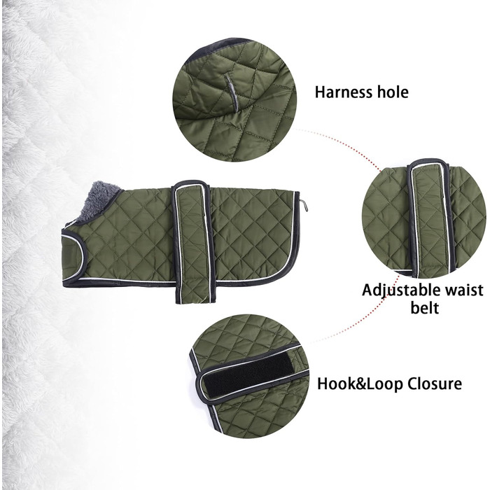Зимовий теплий пуховик для такс, тепла куртка для собак, зимова куртка для такс, пуховик для собак середнього та малого розміру, армійний зелений, M