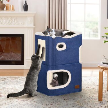 Будиночок для котів YITAHOME, котяче ліжко для домашніх котів, котяча вежа, когтеточка, котяча меблі, м'яке ліжко-ніша, синій
