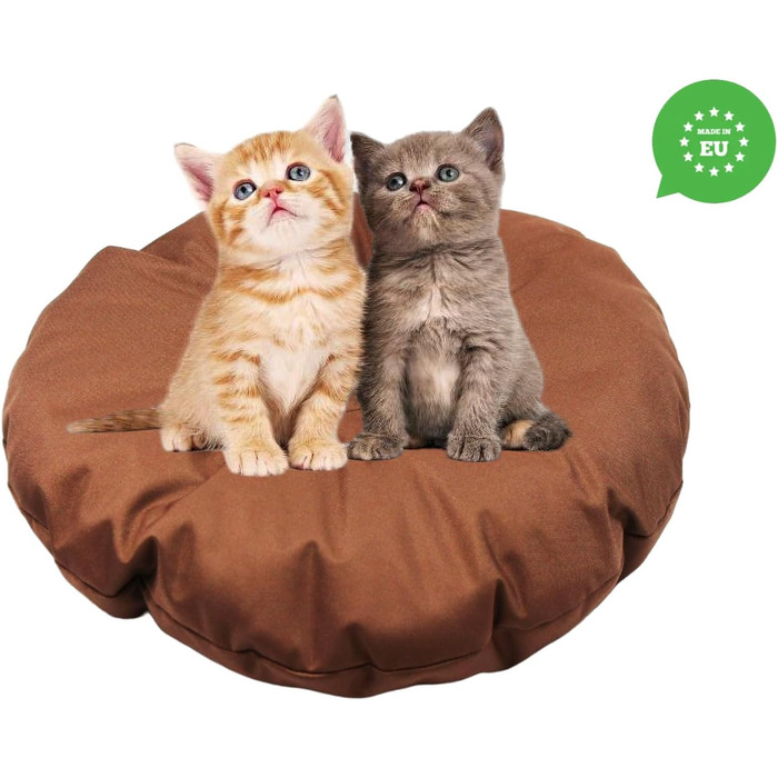 Кругла подушка для собак та котів, ⌀ 60 см, коричнева - ліжко для тварин, килимок, матрац, придатна для перенесення, миється