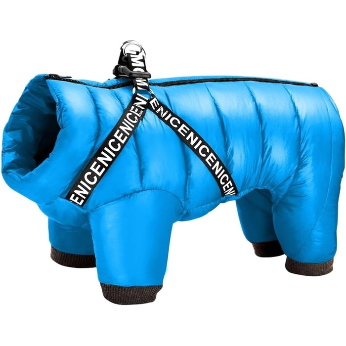 Зимовий теплий куртка для собак, водонепроникний, для Французького бульдога, Чихуахуа (чорний, блакитний, розмір 10)