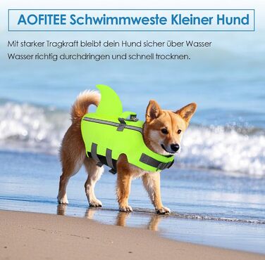 Світлодіодна рятувальна жилетка для собак AOFITEE Hai, XS-M, зелена