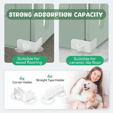 Клітка для собак з дверима, 8 панелей, 61 см, для цуценят, міцний пластик, захисний загін для маленьких тварин, антиковзне та безпечне огорожа, зелений колір, 8 панелей