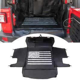 Водонепроникний килимок-автогамак для собак BESTAOO для багажника Jeep Wrangler JK/JL 2007–2025, 4-дверний, міцний оксфорд, протиковзкий, знімний, з принтом прапора США