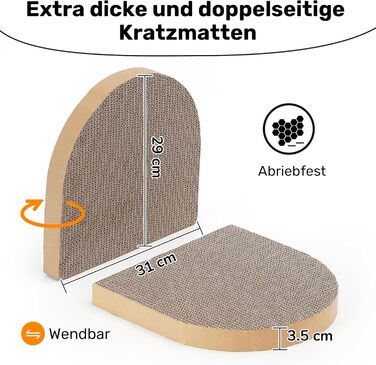 Кразборт для котів FUKUMARU, 61 см, крафтовий, у формі дивану, з круглими накладками, сірий