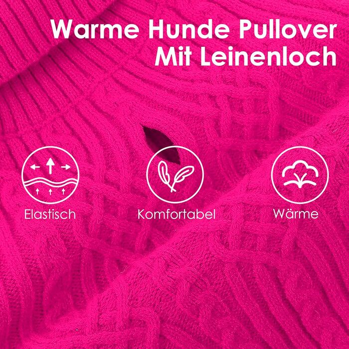 Пуловер для собак AOFITEE, теплий пуловер з коміром-стійкою для дрібних порід (Такса, Мопс, Мальтізе) S, Рожевий