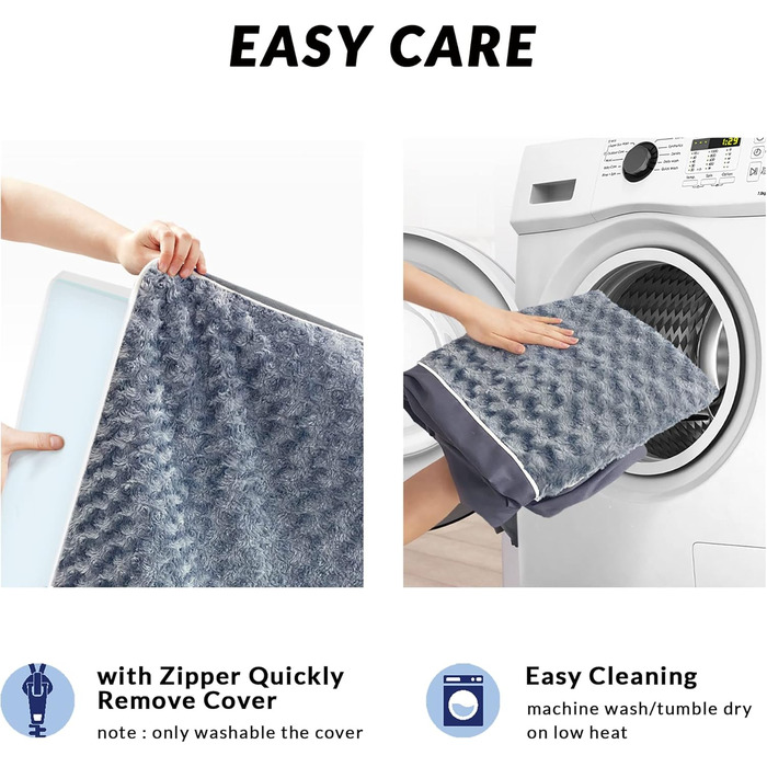 Велике ортопедичне ліжко для собак з Memory Foam, водовідштовхувальна підстилка з знімним покриттям та антиковзною основою. Доступні кольори: блакитний, білий. Розміри: L (36'x24'x3.5'), XXXL (50'x36'x3.5')