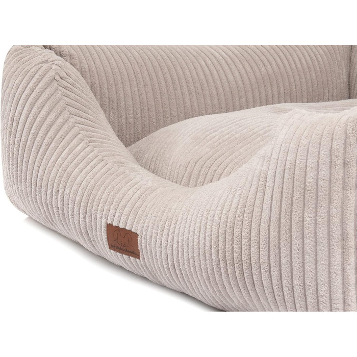 Ліжко для собак Oaza з бортиками, м'яке, текстильне, прямокутне (80x70 см), колір бежевий