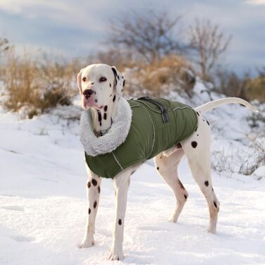 Зимовий теплий жилет для собак великих порід Lelepet: водонепроникна флісова куртка з регульованою блискавкою, армійний зелений, 2XL