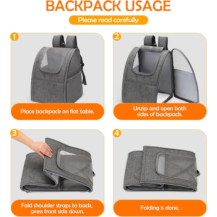 Рюкзак для тварин ALLSOPETS: зручний та дихаючий для котів та собак, знімний килимок, ідеально для подорожей, прогулянок та хатнього використання (сірий)