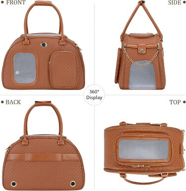 Стильна сумка-переноска для собак преміум-класу, для маленьких собак та цуценят, з вентиляцією, м'якими боковинами, з кишенею, 42.9 x 22.9 x 30 см (L x B x H), Колір: Коричневий