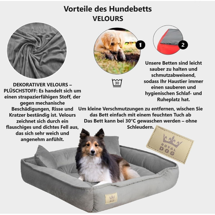 Крісло-ліжко для собак великих порід, зелене (сірий), 75 x 65 см, з велюру, ортопедичне, легко миється, силіконова наповнювач