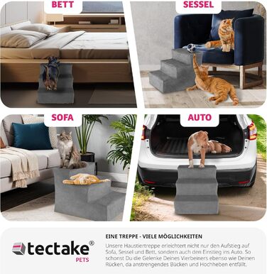 Сходинка для тварин tectake®: для собак та котів, зручний доступ до софи, ліжка, авто (сірий, 37 x 45 x 34,5 см, 3)