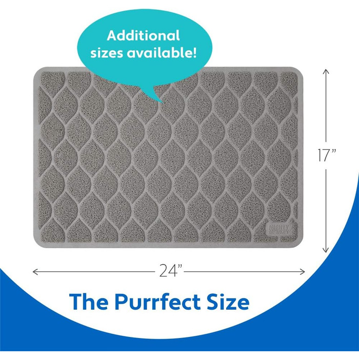 Мат для котячого туалету Mighty Monkey Premium, сірий, великий (24' x 17'), без фталатів