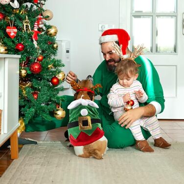 Костюм Святого Миколая для собак Threetols: теплий зимовий набір для тварин, костюм для собак, тепла куртка, набір для собак, святкова одіяння, середній розмір