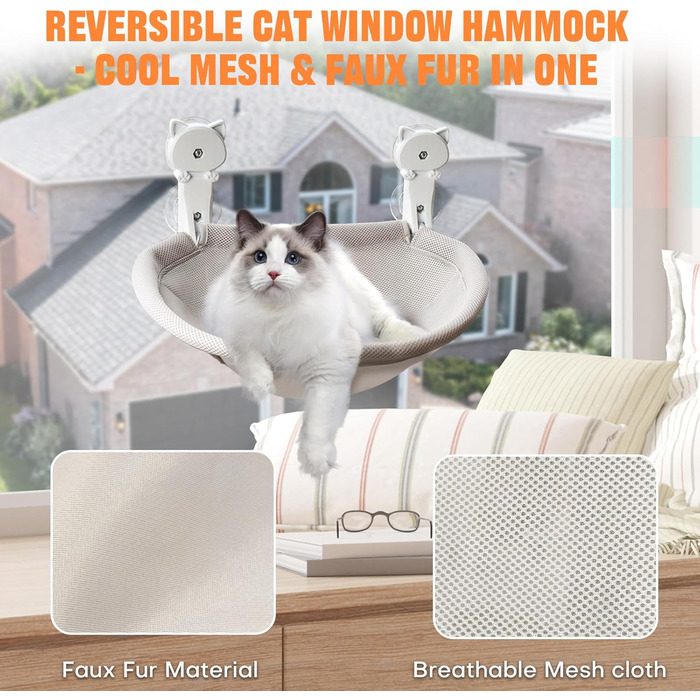 Кішка лежак на вікно Homegroove, 45 x 30 см, сірий, металевий каркас