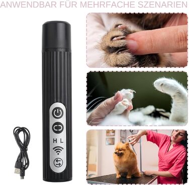 Шліфувальник для собачих кігтів | 3-ступеневий акумуляторний портативний LED | Шліфувальник для лапок, інструмент для собак - для дорослих, сім'ї, друзів, жінок та чоловіків, чорний