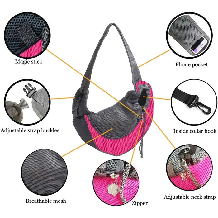 Тканинна переноска для собак, котів та дрібних тварин. Переноска-рюкзак для собак та котів, рожева, L (2-4 кг)