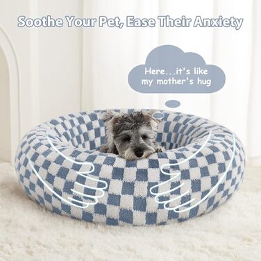 Кругле лежанка для собак середнього розміру BFPETHOME, блакитна, 68.6 x 68.6 x 25.4 см, з антиковзною основою, для цуценят та котів, машинного прання