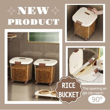 Контейнер для зберігання корму для собак RUIAN, 15/25 кг, на колесах, з ложкою (2 шт.)