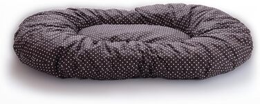 Плетене ліжко для собак та котів Wiklinowy Świat - ліжко з ротангу для домашніх тварин, 66x47x15 см, з коричневим подушкою в крапку