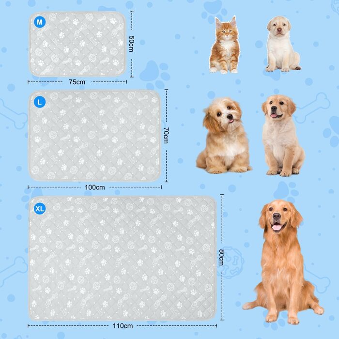 Кühlmatte для собак та котів MH MYLUNE HOME - термохромна охолоджуюча килимок, самоохолоджуюча, не слизька, водопоглинаюча, портативна, сіра, 110x80 см