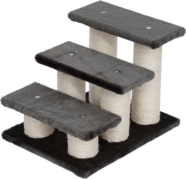 Сходи для котів і собак PawHut, 3 ступені, плюш, темно-сірі, 45x35x34 см