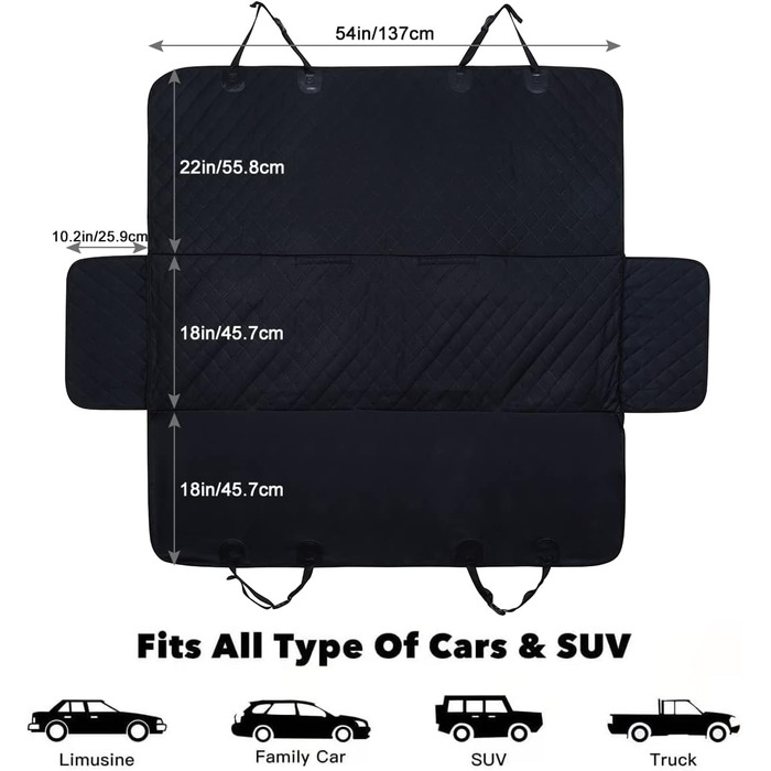 Захист для заднього сидіння автомобіля Baodan: коврик для собак, чорний, вологостійкий, для універсальних авто та SUV