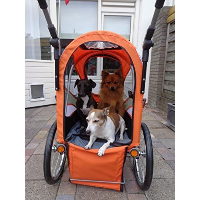 Innopet Sporty: Причіп для собак на велосипед Deluxe чорний/срібний - 2-в-1 (будка та причіп), до 30 кг, з дощем. Включено тягу та з'єднувач.