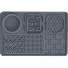 Килимок для собак і котів з силікону з присосками, антипригарний, для ласощів, сірий