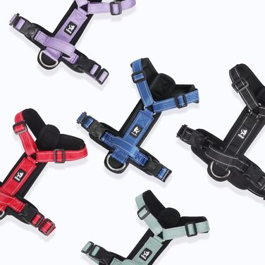 Шлейка для собак середнього розміру, світловідбиваюча, анти-тяга, з м'якою підкладкою та ручкою, для собак та цуценят (S, блакитна)