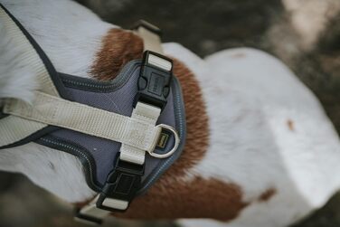 Шлея для собак HUNTER з неопрена, розмір M/2, міцний нейлон, м'яка неопренова підкладка, світловідбивна, колір матча/сірий