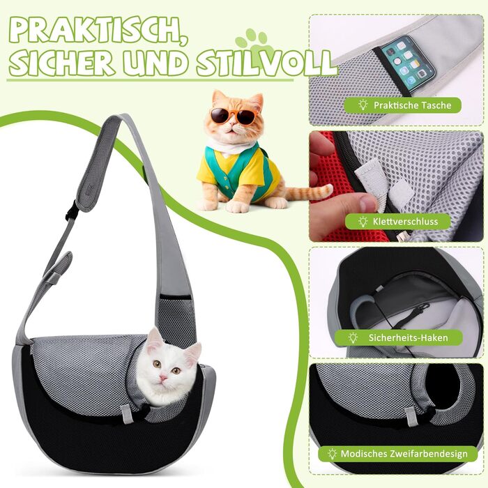 Сумка-переноска для собак і котів ALLOPET, чорний, S. Зручна переноска для маленьких тварин, ідеальна для прогулянок та відпочинку на природі. Дихаюча, для собак та котів.