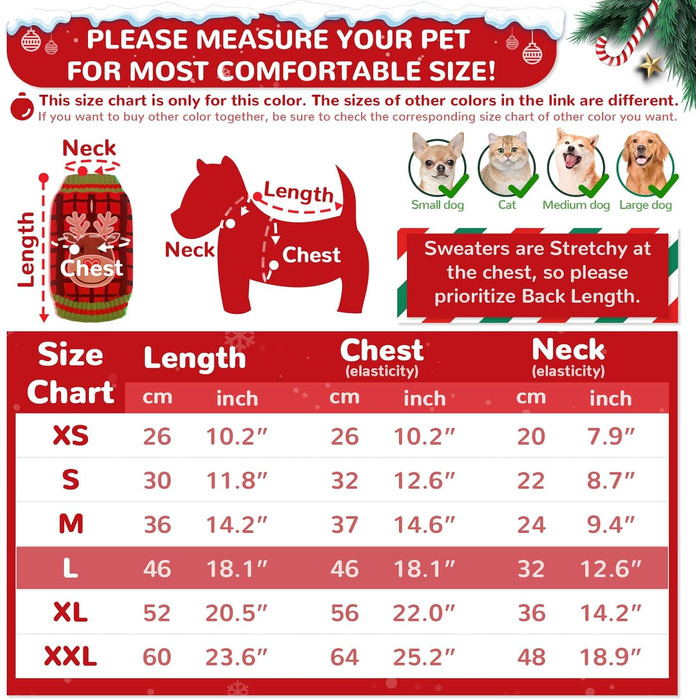 Теплий святковий пуловер для собак з отвором для язика, червоний в клітинку, з оленем, для малих, середніх та великих собак, котів, цуценят, осінь-зима, одяг для собак, преміум якість