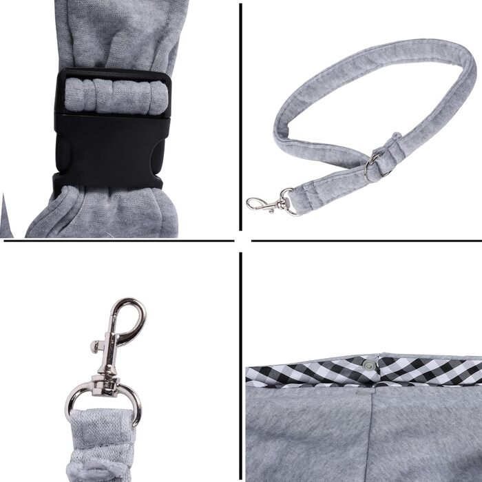 Тканина-кенгуру для цуценят до 7.5 кг, переноска для собак з регульованим плечовим ременем, переноска для домашніх тварин, літня переноска для котів та собак (сіра)