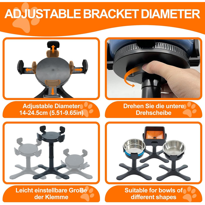 Підставка для годівлі собак, регульована висота, миска для води та корму, 3 рівні, стабільна та неслизька, для малих, середніх та великих собак (Блакитна)