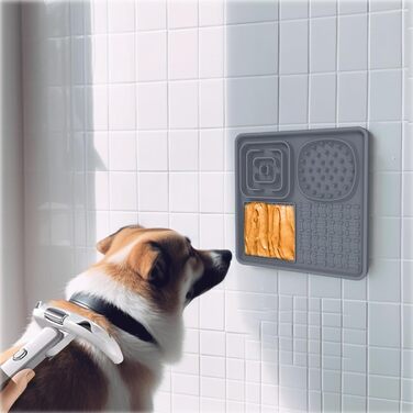 Силіконовий килимок для собак та котів - антистрес, без BPA, з великим присоском (сірий+зелений)