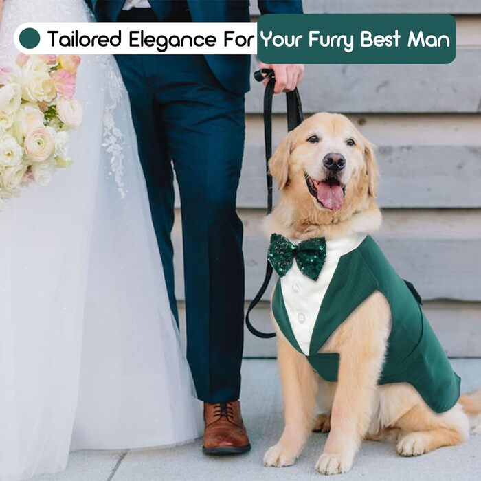 Костюм для собак з банданою, набір для святкування (весілля, день народження, Хелловін) - чорний з сріблястими смугами (M)