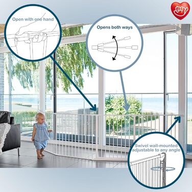 BabyDan Flex XXL, захисне ворота для каміну та сходів, 90-350 см, чорний колір, виробництво Данія