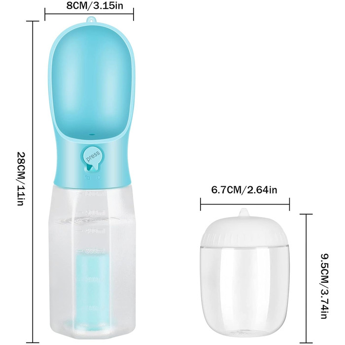 Поїлка для собак Zivacate 600 мл з контейнером для корму та пакетиками для відходів - блакитна