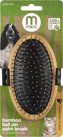Щітка для грумінгу тварин Mikki 6280002 з бамбука з кульковими насадками, для собак та котів, 95 г
