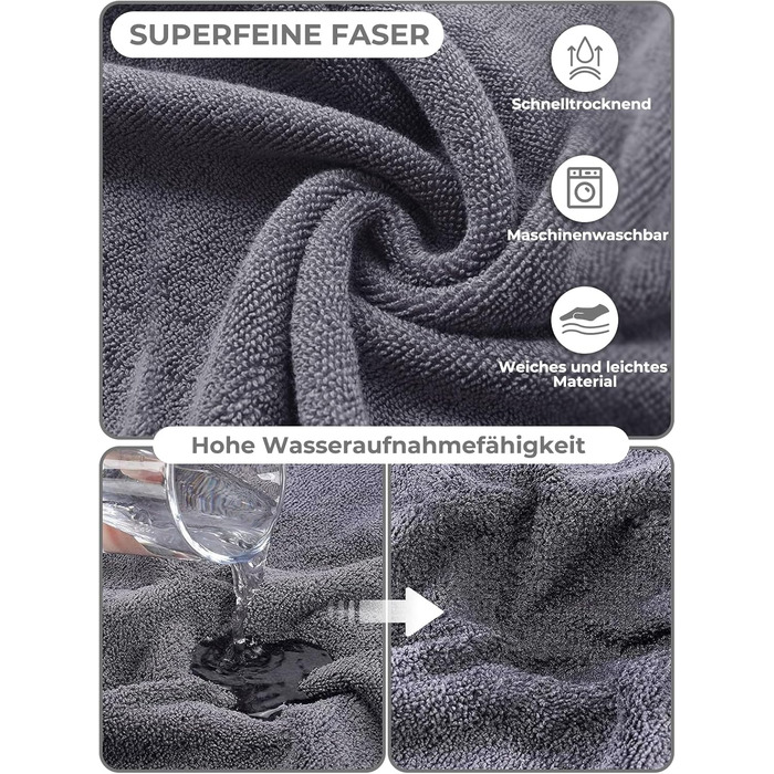 Рушник для собак з мікрофібри, халат для собак, швидковисихаючий, з регульованим коміром на липучці, для великих, середніх та маленьких собак/котів (Сірий, M)