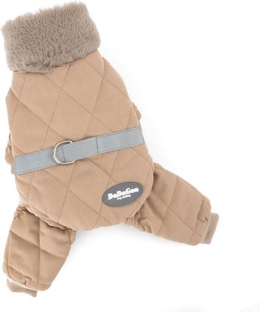 PAIDEFUL Зимовий теплий одяг для собак, з флісовою підкладкою, стьобаний з світловідбиваючим поясом, комбінезон на 4 лапи, пухнастий комір, м'який, вітронепроникний, для цуценят, осінь-зима, розмір XL (спина 35см, груди 47см), колір хакі